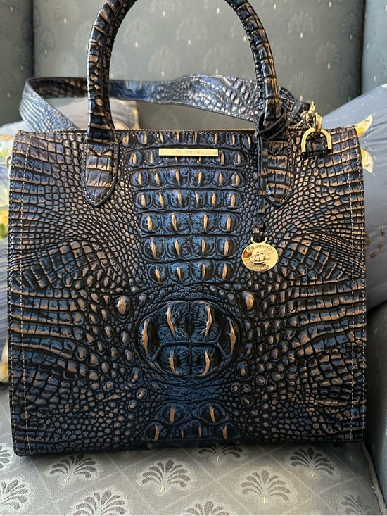 Brahmin Handbags - Brahmin Large Caroline Lazuli Blue Croc-Embossed Satchel